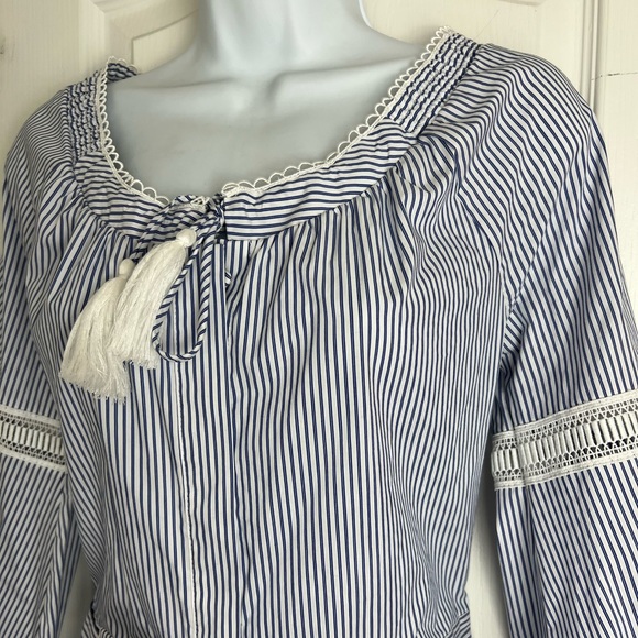 Haute Hippie Playsuit Romper Navy/White Stripe Off Shoulder Size 4 (Small) - Picture 5 of 10